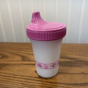 Vintage VTG Playtex Pink Decorated Plastic Spill-Proof Sippy Cup 6 oz USA